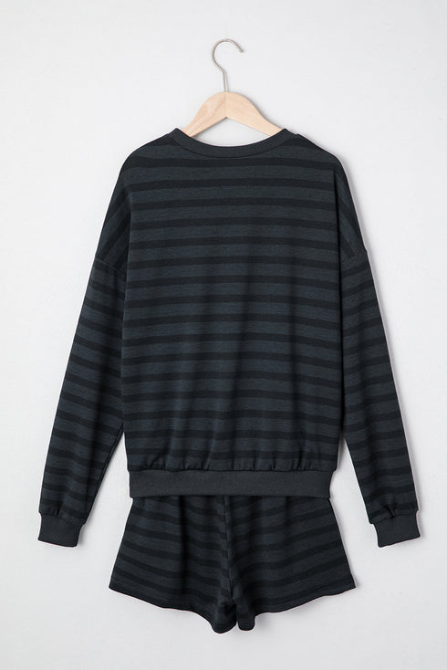 Printed Long Sleeve Satin Shorts Two Piece Loungewear