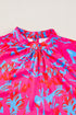 Printed Mock Neck Bubble Sleeve Ruffle Detail Blouse