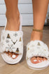 Printed Plush Fleece Open Toe Slide Slippers
