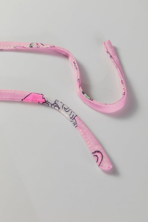 Printed Ribbed Ruffle Trim Long Sleeve Sleep Set