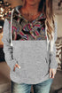 Printed Stitching Snap Buttons Pullover Hoodie