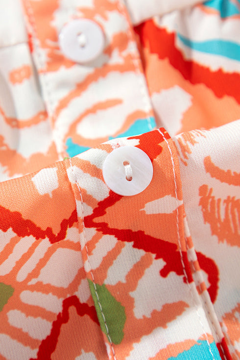 Printed Tribal Print Bracelet Sleeve Buttoned Mini Dress