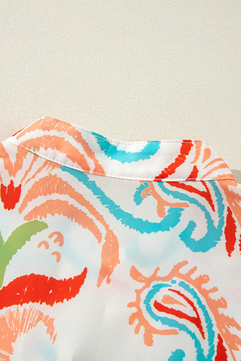 Printed Tribal Print Bracelet Sleeve Buttoned Mini Dress