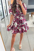 Puff Sleeve Belted A Line Mini Floral Dress
