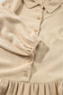 Puff Sleeve Buttoned Tiered Pleated Shirt Mini Dresses