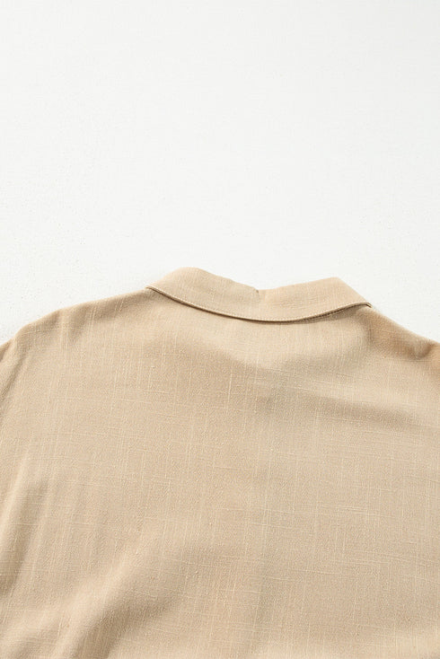 Puff Sleeve Buttoned Tiered Pleated Shirt Mini Dresses