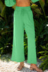 Puff Sleeve Crop Pullover Drawstring Wide Leg Pant Set