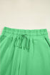 Puff Sleeve Crop Pullover Drawstring Wide Leg Pant Set