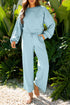 Puff Sleeve Crop Pullover Drawstring Wide Leg Pant Set