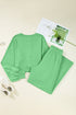 Puff Sleeve Crop Pullover Drawstring Wide Leg Pant Set