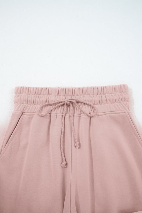 Puff Sleeve Crop Pullover Drawstring Wide Leg Pant Set