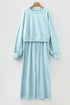 Puff Sleeve Crop Pullover Drawstring Wide Leg Pant Set