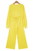 Puff Sleeve Crop Pullover Drawstring Wide Leg Pant Set