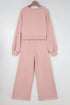 Puff Sleeve Crop Pullover Drawstring Wide Leg Pant Set