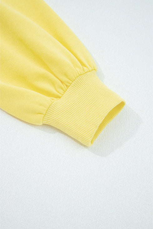 Puff Sleeve Crop Pullover Drawstring Wide Leg Pant Set