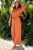 Puff Sleeve Crop Pullover Drawstring Wide Leg Pant Set