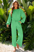Puff Sleeve Crop Pullover Drawstring Wide Leg Pant Set