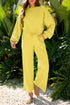 Puff Sleeve Crop Pullover Drawstring Wide Leg Pant Set
