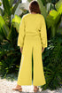 Puff Sleeve Crop Pullover Drawstring Wide Leg Pant Set