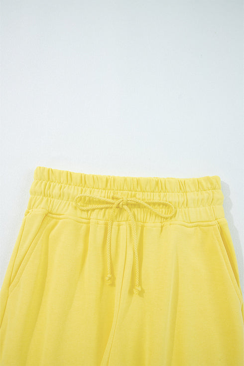 Puff Sleeve Crop Pullover Drawstring Wide Leg Pant Set