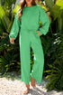 Puff Sleeve Crop Pullover Drawstring Wide Leg Pant Set