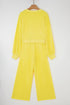 Puff Sleeve Crop Pullover Drawstring Wide Leg Pant Set