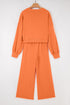 Puff Sleeve Crop Pullover Drawstring Wide Leg Pant Set