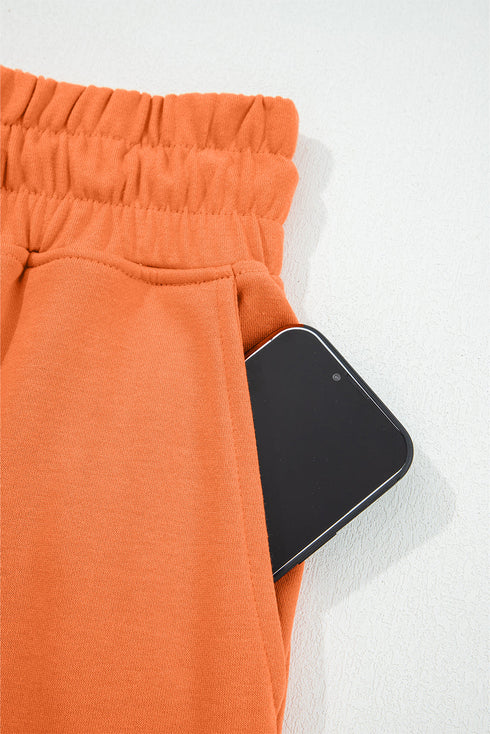 Puff Sleeve Crop Pullover Drawstring Wide Leg Pant Set
