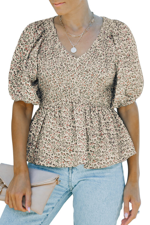 Puff Sleeve Smocked Top