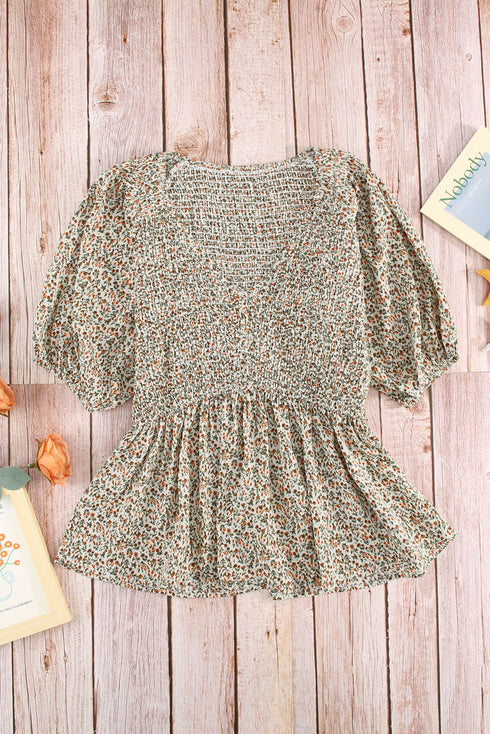 Puff Sleeve Smocked Top
