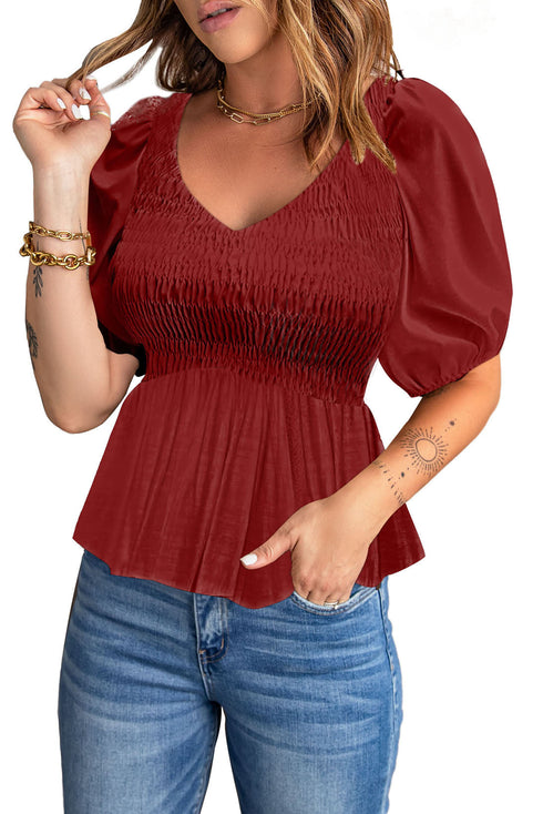 Puff Sleeve Smocked Top