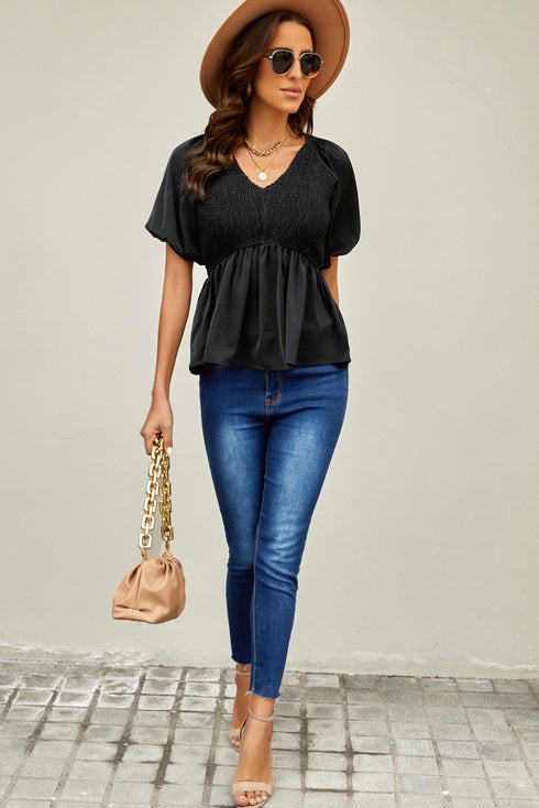 Puff Sleeve Smocked Top