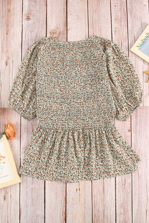 Puff Sleeve Smocked Top