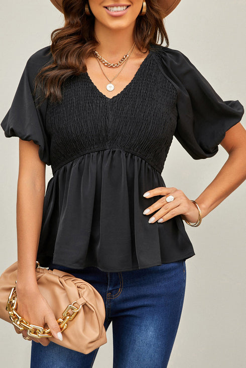 Puff Sleeve Smocked Top