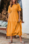 Puff Sleeve Smocked Waist Tiered Midi Dress