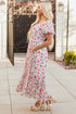 Puff Sleeve Square Neck Empire Waist Tiered Floral Dress