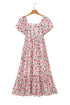 Puff Sleeve Square Neck Empire Waist Tiered Floral Dress
