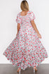 Puff Sleeve Square Neck Empire Waist Tiered Floral Dress