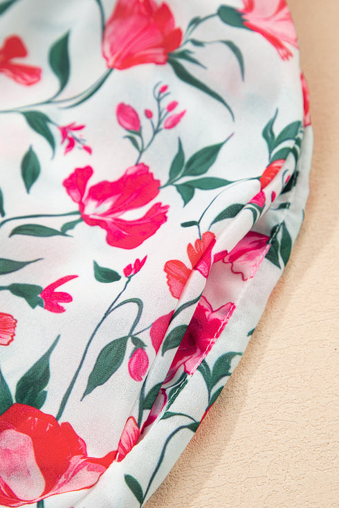 Puff Sleeve Square Neck Empire Waist Tiered Floral Dress