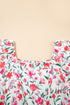 Puff Sleeve Square Neck Empire Waist Tiered Floral Dress