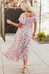 Puff Sleeve Square Neck Empire Waist Tiered Floral Dress
