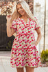Puff Sleeve Tiered Ric Rac Pocketed Mini Floral Dresses