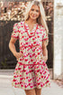 Puff Sleeve Tiered Ric Rac Pocketed Mini Floral Dresses