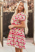 Puff Sleeve Tiered Ric Rac Pocketed Mini Floral Dresses