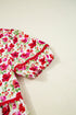 Puff Sleeve Tiered Ric Rac Pocketed Mini Floral Dresses