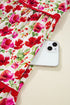 Puff Sleeve Tiered Ric Rac Pocketed Mini Floral Dresses