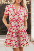 Puff Sleeve Tiered Ric Rac Pocketed Mini Floral Dresses