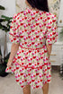 Puff Sleeve Tiered Ric Rac Pocketed Mini Floral Dresses