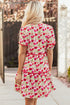 Puff Sleeve Tiered Ric Rac Pocketed Mini Floral Dresses