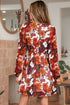 Puff Sleeve Wrap V Neck Flowy Floral Mini Dress
